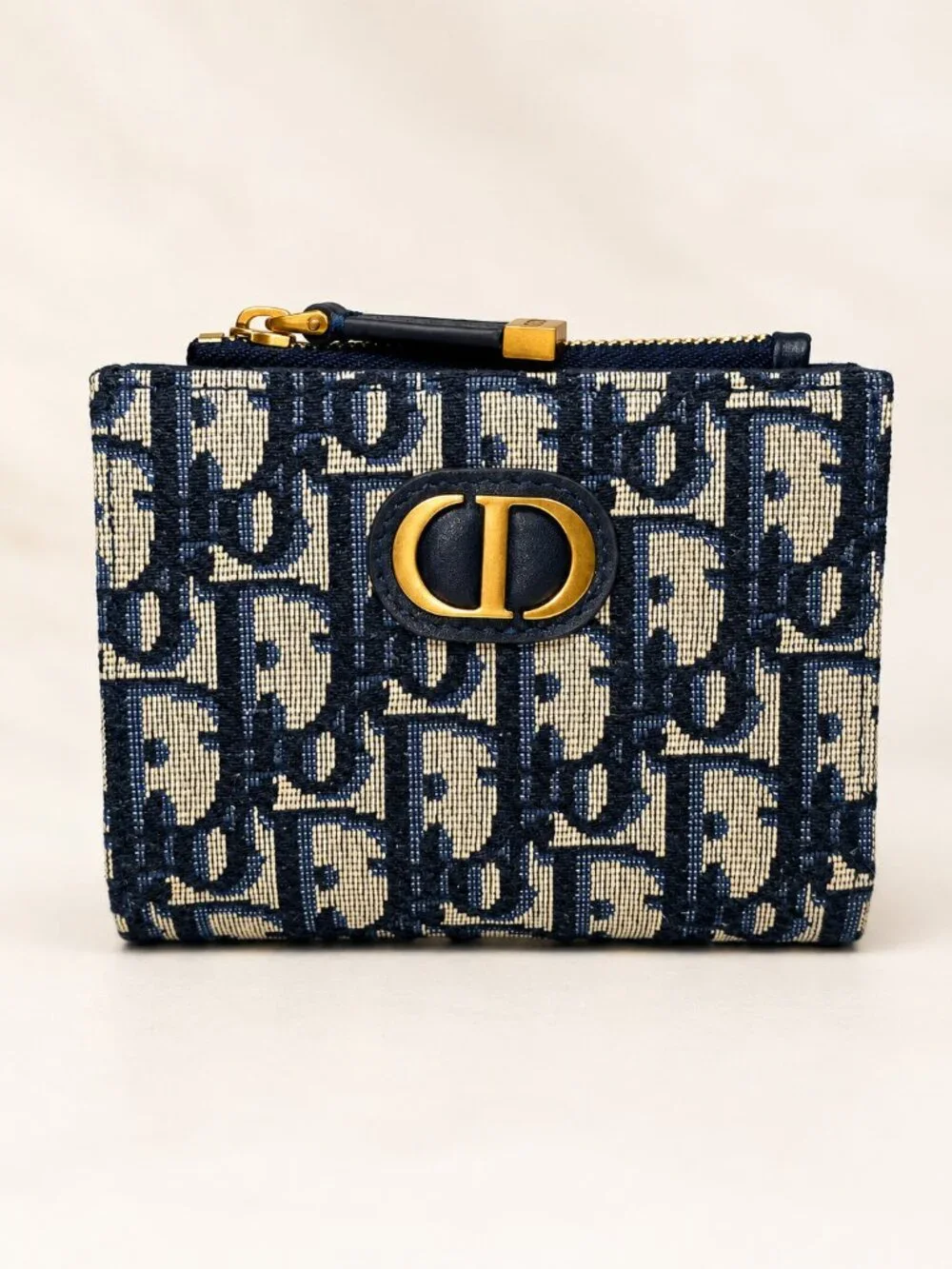 Dior 30 Montaigne Dahlia Wallet – Blue Dior Oblique Jacquard - New